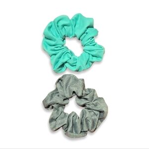 2-Pack Oversized Scrunchies Solid Gray & Aqua Soft Fabric Large Scrunchie Set